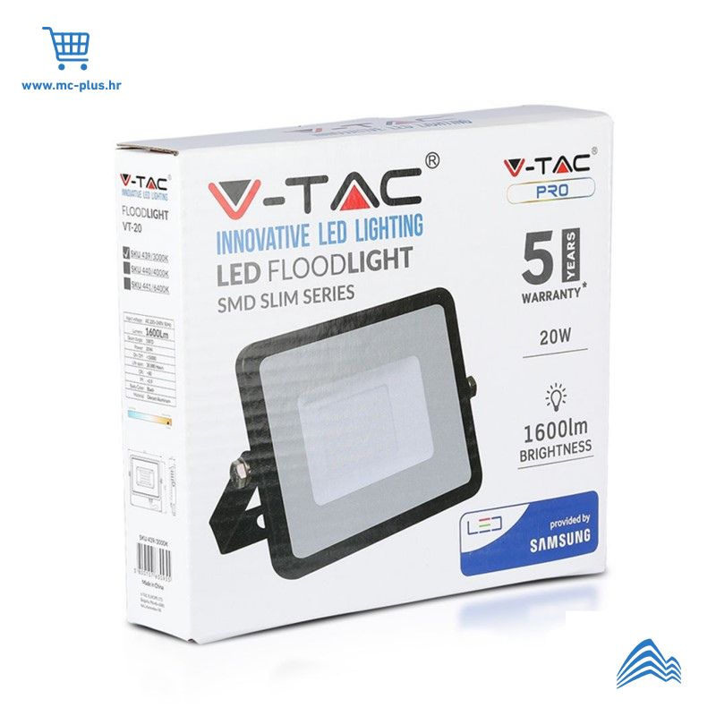 441 Reflektor 20W LED SMD Samsung čip crno kućište 6400K - 5 godina garancije