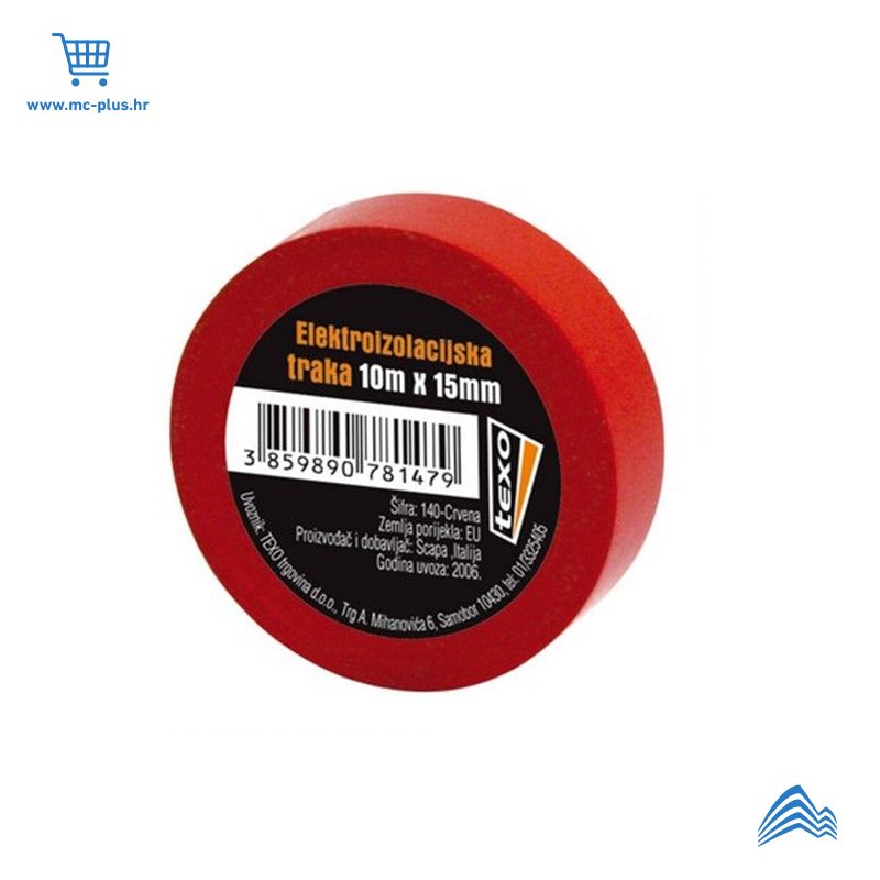 140/crvena Texo elektroizolacijska traka crvena 15mmx10m