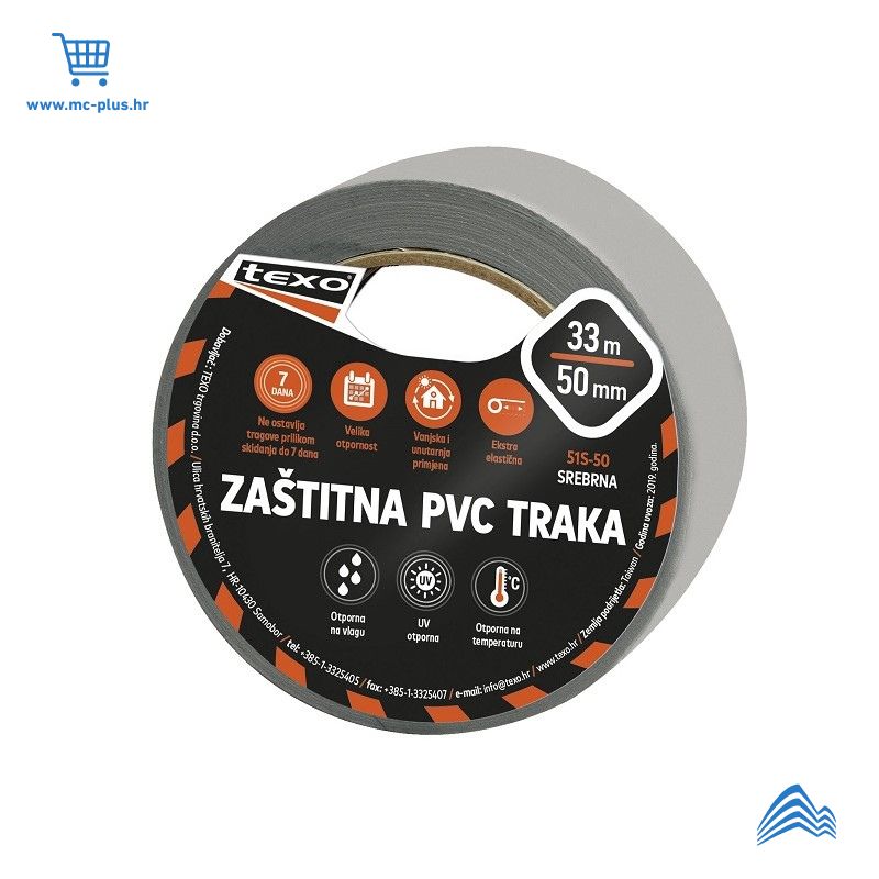 51S-50 Texo zaštitna PVC 50mm 33m srebrna
