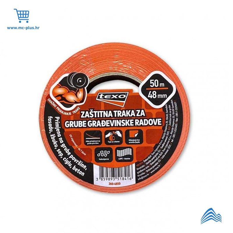 260-4850 Texo zaštitna traka za grube građ.radove 48mm x 50m narančasta